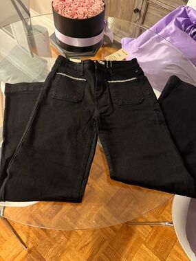 NWT Miss Bon Bootleg Black Jeans with Rhinestone Detail